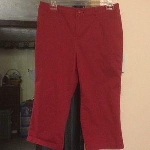 EUC solid red capris